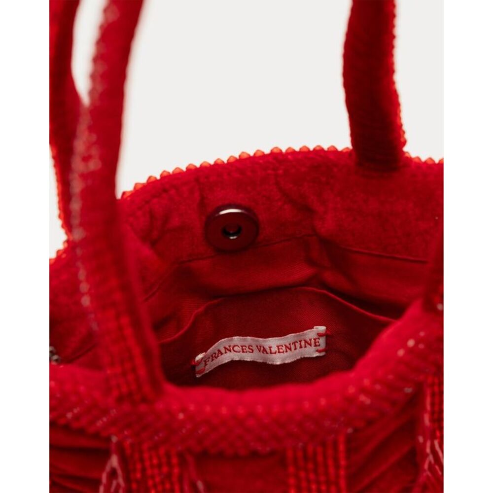 Frances Valentine Gatsby Mini Velvet Tote, Red - Picture 3 of 3